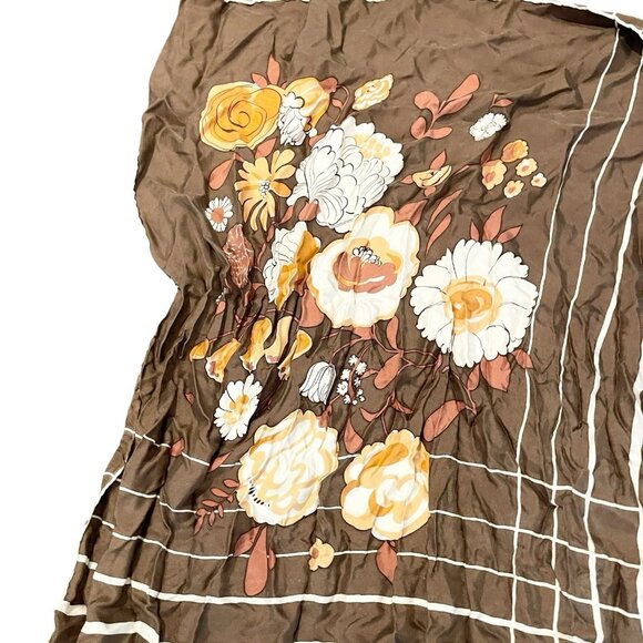 Christian‎ Dior Floral Scarf Made in Italy Orange Brown Vintage 100% Silk Stripe - Picture 4 of 6